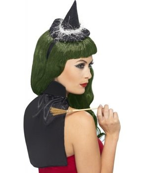 Zestaw Wiedźma: kapelusik, miotełka, peleryna