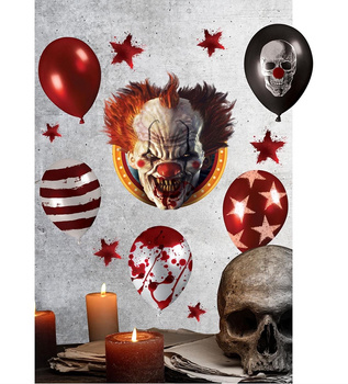 Circus - Naklejana dekoracja KLAUN + balony 12 elementów