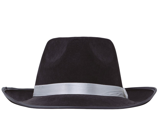 Kapelusz gangsterski czarny z białą lamówką