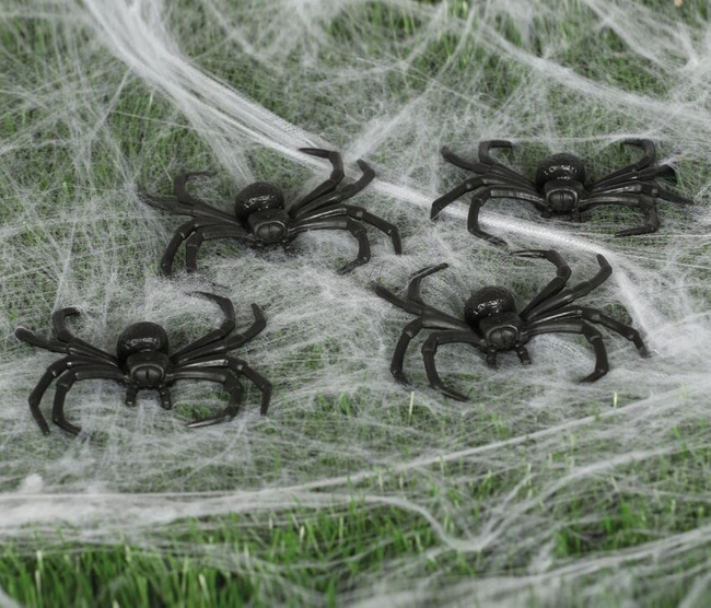 Pająki plastikowe 8cm 4 sztuki
