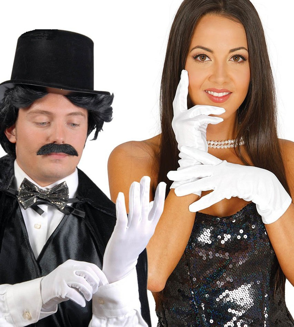 Rękawiczki krótkie 25cm - białe