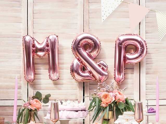 Balon foliowy 14" pudrowy róż Litera M