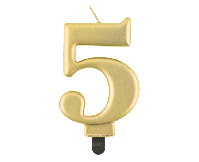 Świeczka cyferka B&C złoty metalik "5"
