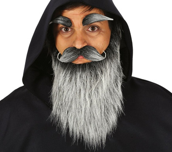 Broda, wąsy i brwi "Diabeł" siwy