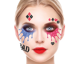 Naklejki na twarz z brokatem - Haley "DANGEROUS"