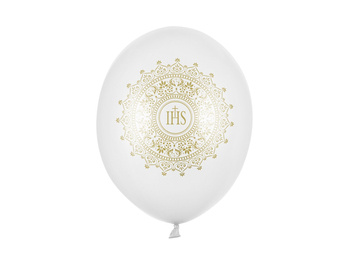 Balony 14" z nadrukiem Komunijnym - Ornament IHS 6 sztuk