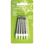 Świeczki urodzinowe srebrne 10 sztuk