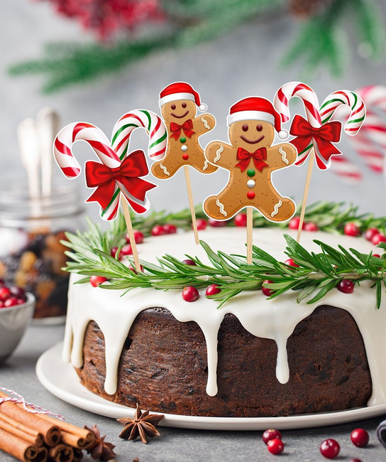 Dekoracja Bufetu - Topper "Piernik + Cukrowa Laska" 12 sztuk