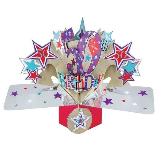 Karnet przestrzenny SG Happy Birthday cyfra 50 gwiazdy