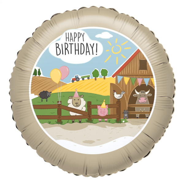 Balon foliowy 17" Happy Birthday Farma