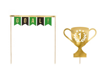 Piłka Nożna - Topper na tort: baner, puchar 2 sztuki