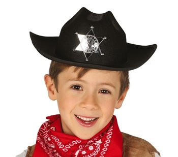Kapelusz dziecięcy szeryfa z odznaką - czarny