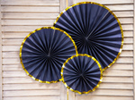 Wachlarze ozdobne - Gładkie granatowo / złote 3 sztuki