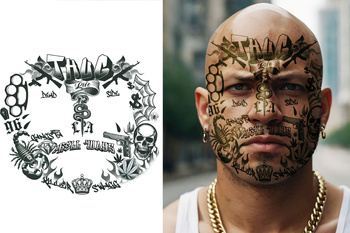 Tatuaż twarzy "THUG"