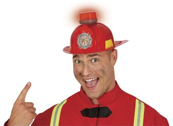 Kask strażaka z syreną alarmową czerwony