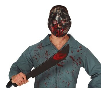 Maska plastikowa + Maczeta 54cm brąz z krwią