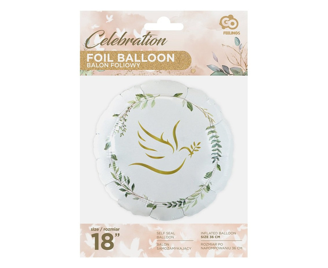Balon foliowy 18" Gołąbek w wieńcu