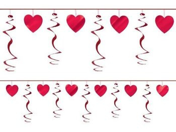 Serca - Girlanda metalizowana ze świderkami 365 cm