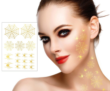 Tatuaż twarzy "Pająki" złote