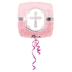 Balon foliowy 18" Krzyż kwadrat różowy