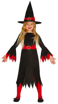 Kostium dziecięcy Wiedźma suknia czarno - czerwona