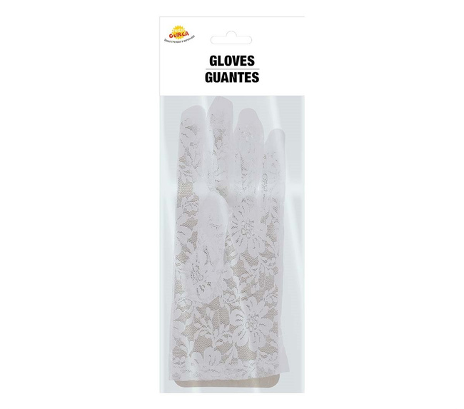 Rękawiczki koronkowe 38cm - białe