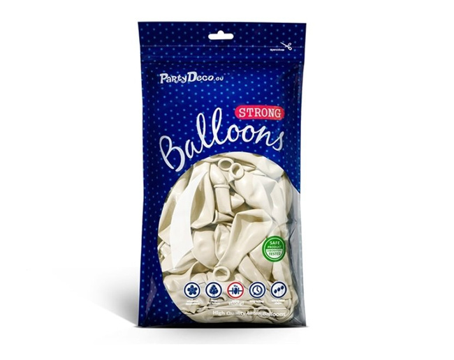 Balony Bel12 metalik białe PURE WHITE 10 sztuk