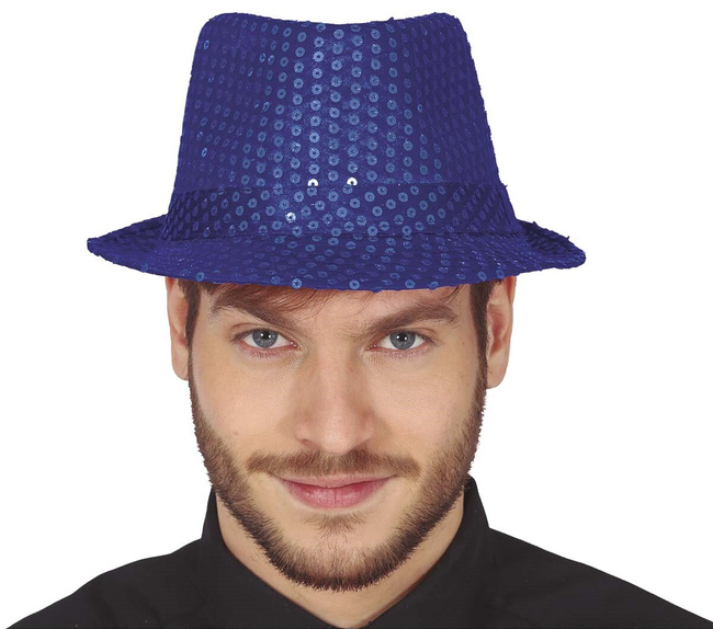 Kapelusz w cekiny - Niebieski