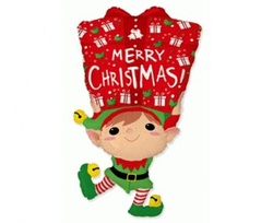 Balon foliowy 24" Elf z prezentem Merry Christmas