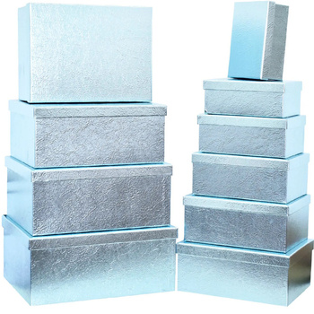 Pudełko ozdobne prostokątne 11103311 - metalik błękitny