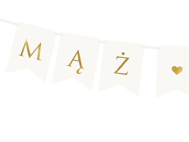 Baner ślubny "Mąż Żona" biało / złoty 1,1m