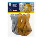 Balony 12" nadruk "Happy New Year" złote, srebrne 6 sztuk