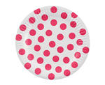 Groszki Różowe fuksja - Talerzyki 18cm 6 sztuk