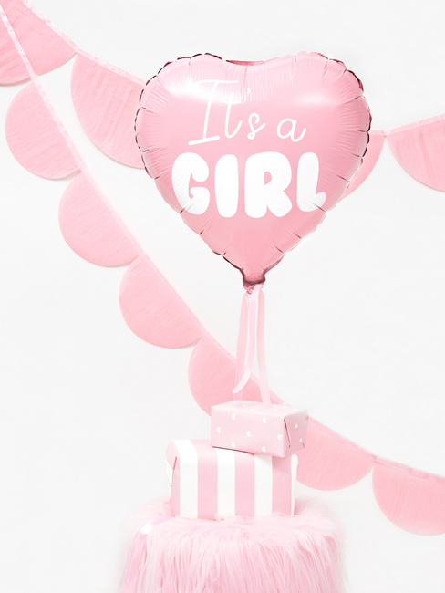 Balon foliowy 18" Serduszko różowe "It's a Girl"