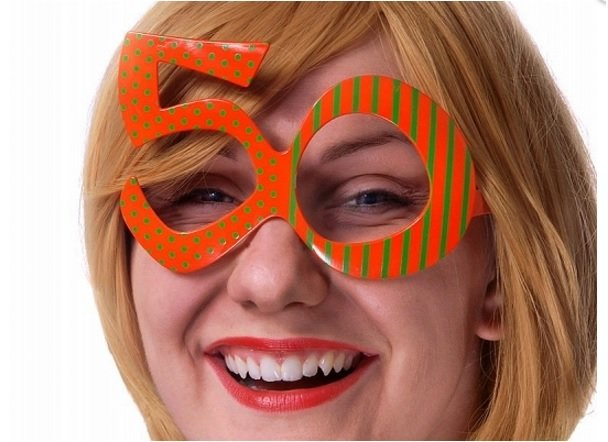 Okulary urodzinowe "numer 50" pomarańczowe