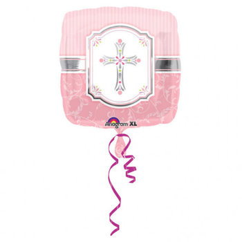 Balon foliowy 18" Krzyż kwadrat różowy