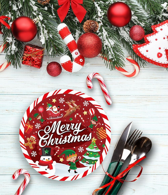 Świąteczne - Talerze 23cm Merry Christmas 6 sztuk