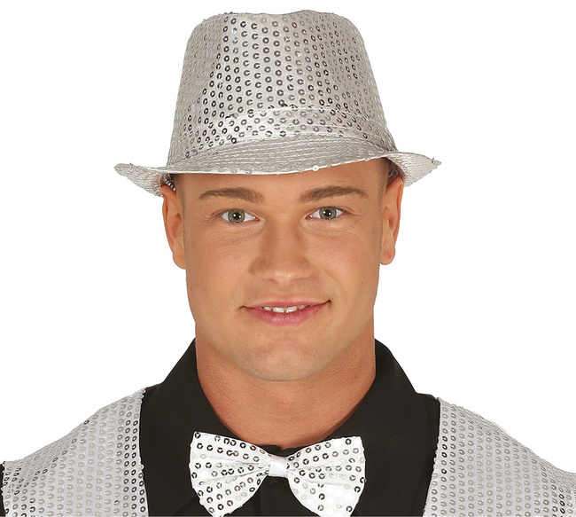 Kapelusz w cekiny - Srebrny