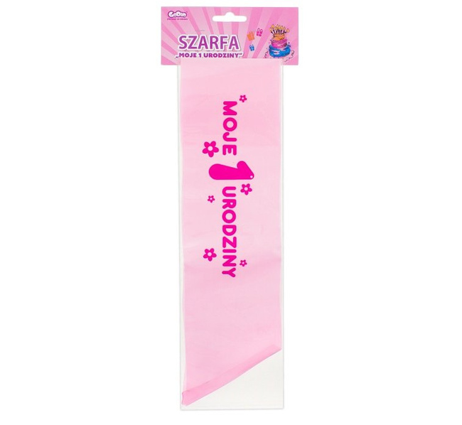 Szarfa dziecięca Moje 1 Urodziny różowa