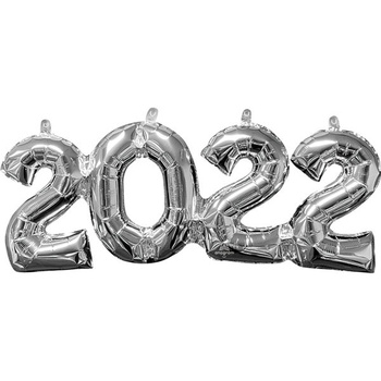 Balon foliowy 16" Srebrna Fraza "2022"
