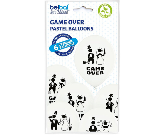 Balony 12" ślubne "Game Over" 6 sztuk