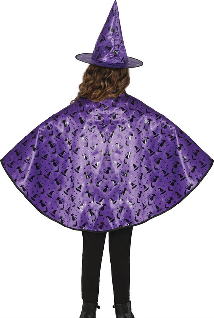 Peleryna dziecięca "Czarownica" z czapką, fiolet