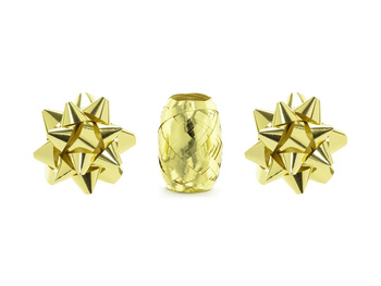 Kokardki 7cm 2 sztuki + wstążka 10m złota