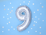 Balon foliowy 14" srebrna mini cyfra 9
