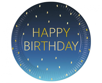 BLUE Happy Birthday - Talerze 23cm 8 sztuk