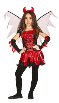 Kostium dziecięcy "Ognista Diablica" sukienka z połyskiem