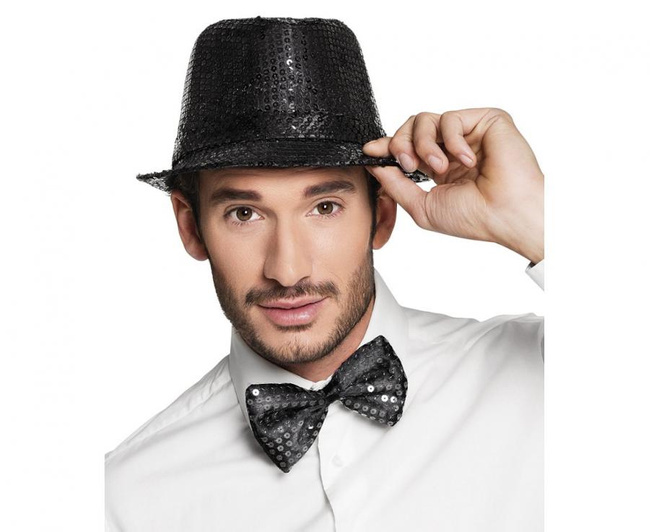 Muszka sylwestrowa w cekiny czarna