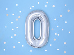 Balon foliowy 14" srebrna mini cyfra 0