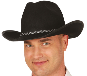 Kapelusz czarny z biało-czarną tasiemką