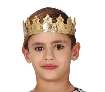 Korona króla materiałowa 5cm na rzep - złota